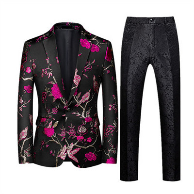 Prabangus vyriškas verslo kostiumas 2 komplektai Stilingas plonas vyriškas formalus paltas ir kelnės Raudona žalia kostiumas Homme Didelis dydis Terno Masculino 6XL