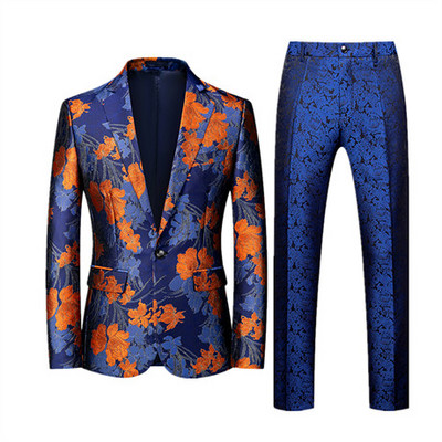 Prabangus vyriškas verslo kostiumas 2 komplektai Stilingas plonas vyriškas formalus paltas ir kelnės Raudona žalia kostiumas Homme Didelis dydis Terno Masculino 6XL