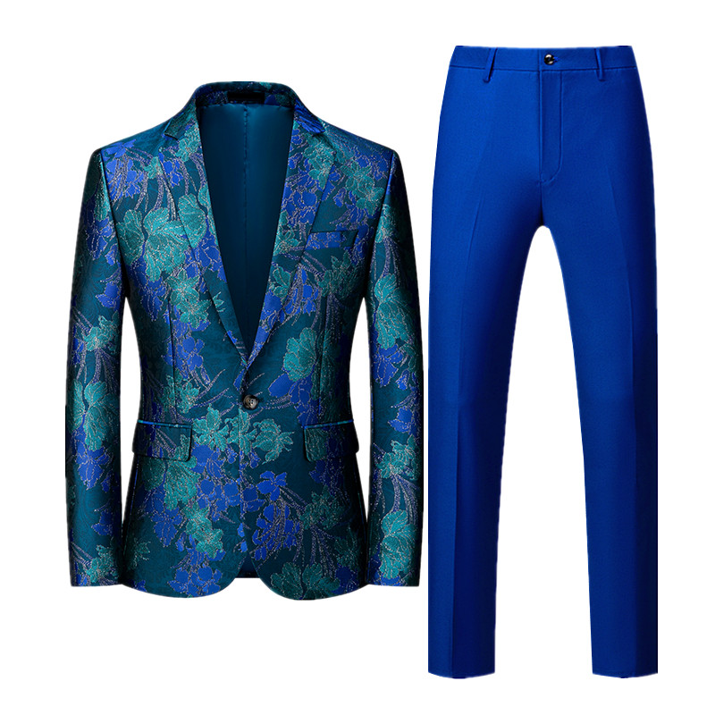 Prabangus vyriškas verslo kostiumas 2 komplektai Stilingas plonas vyriškas formalus paltas ir kelnės Raudona žalia kostiumas Homme Didelis dydis Terno Masculino 6XL