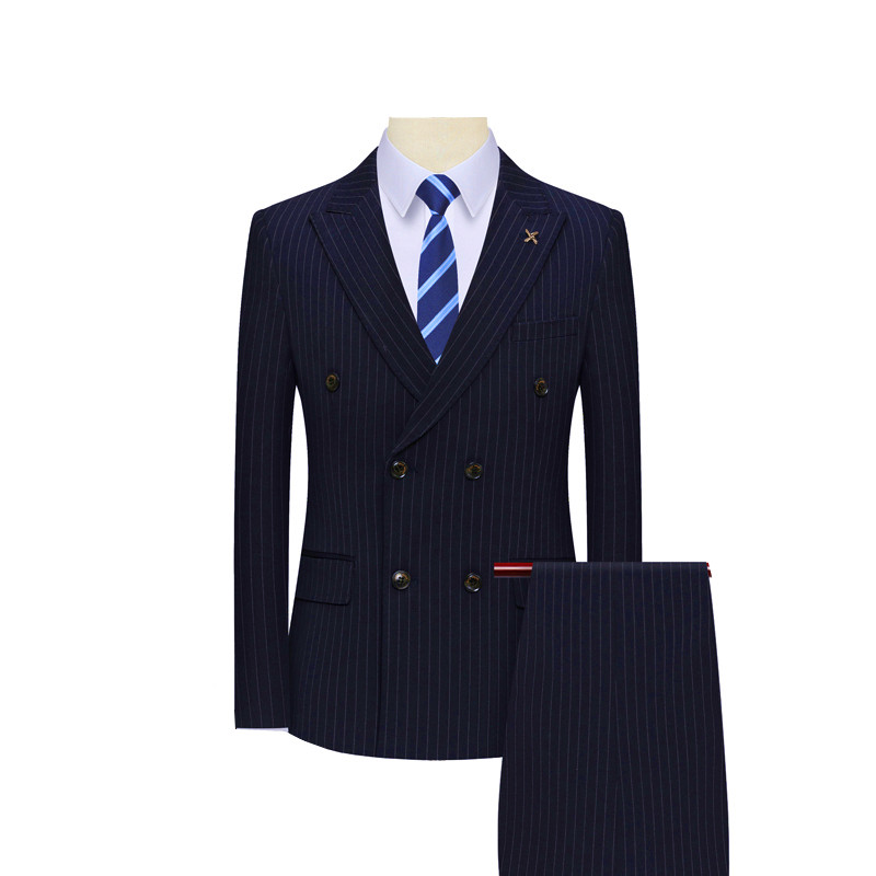 Costum în carouri dublu-marin, 3 piese, pentru bărbați, haină formală de afaceri și pantaloni, vestă, primăvară și toamnă, Terno Masculino