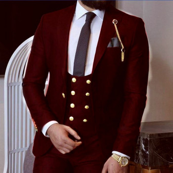 Κοστούμι 2021 Homme Italian Business Slim Fit 3 τεμαχίων Royal Blue Ανδρικές στολές Groom Prom Tuxedos Groomsmen Blazer for Wedding