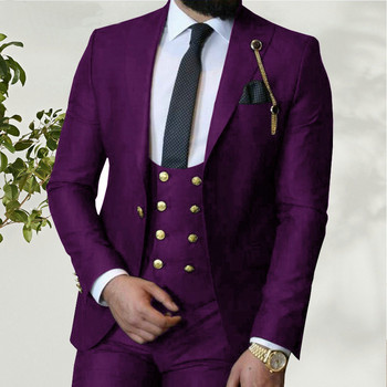 Κοστούμι 2021 Homme Italian Business Slim Fit 3 τεμαχίων Royal Blue Ανδρικές στολές Groom Prom Tuxedos Groomsmen Blazer for Wedding