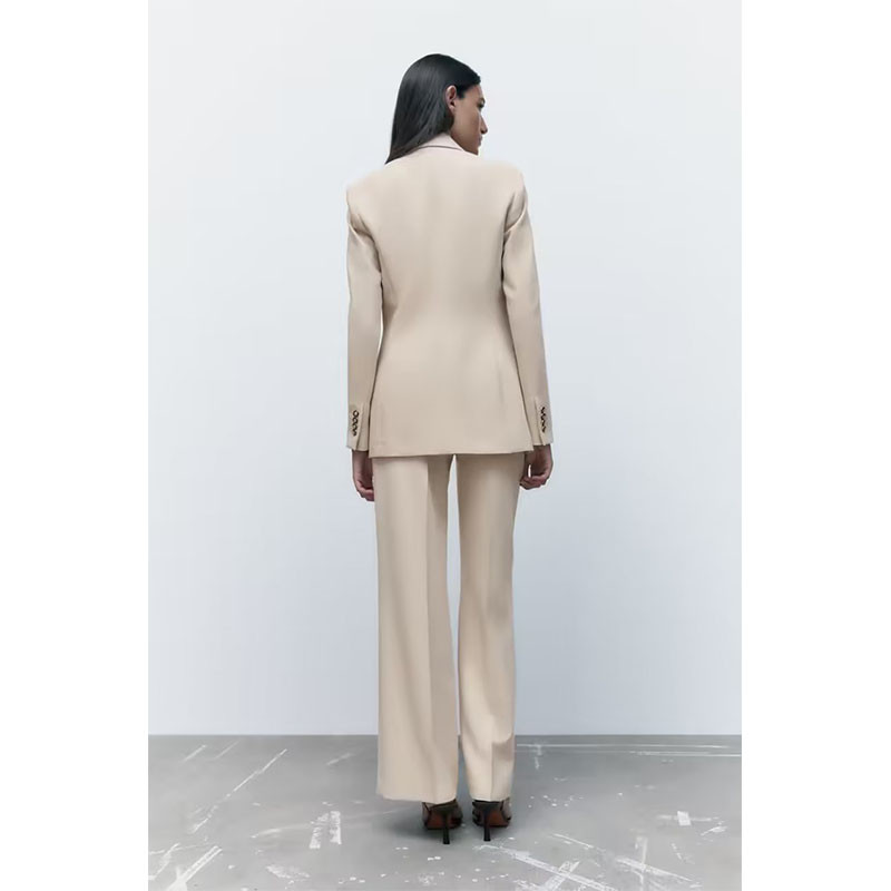 Solid Chic Office Lady Seturi de femei 2 piese Elegante femei cu un singur piept Maneca lunga Blazer subtire Costume Pantaloni drepti