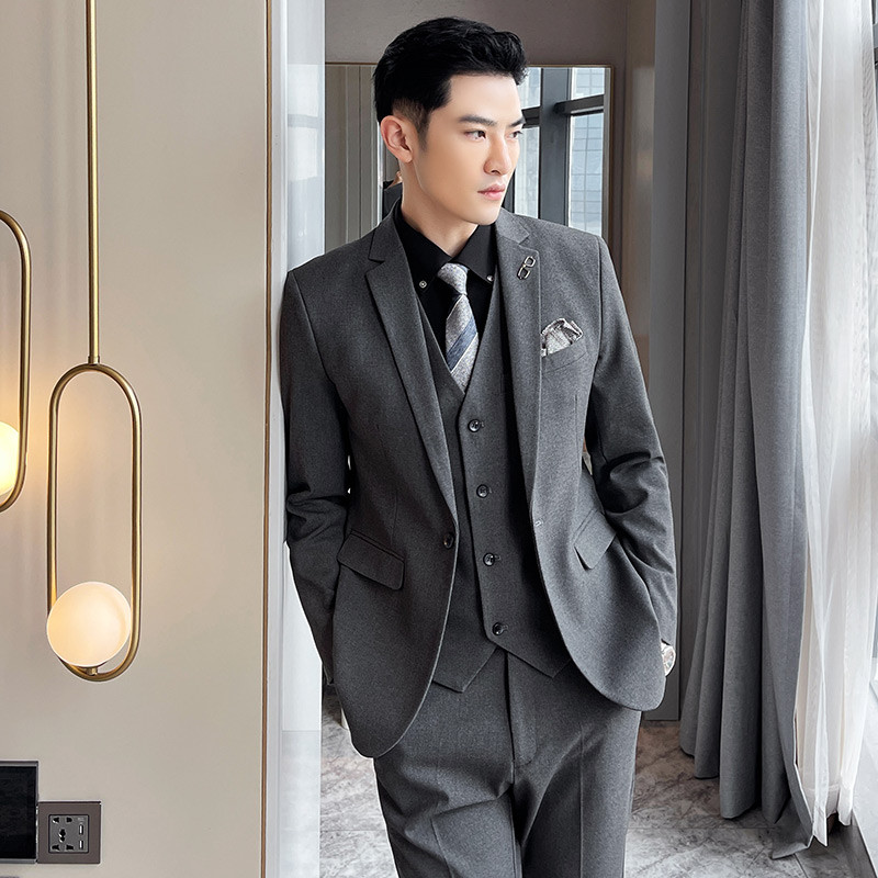 Costum negru formal de afaceri, 2 piese, pentru bărbați, rochie de nuntă, haină și pantaloni, stilați, subțiri, jachetă cu pantaloni, M-6XL