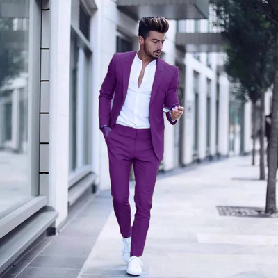 2021-es alkalmi divatos luxus üzleti férfi öltöny esküvői partira Szmoking Slim Fit Peak Lapel Rózsaszín férfi öltöny (kabát + nadrág)