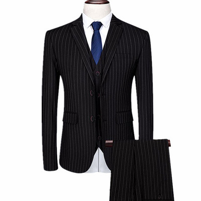 Fehér férfi csíkos 3 részes öltöny üzleti Terno Masculino kék fekete kabát és nadrág mellény nagy méretű jelmez Homme 6xl