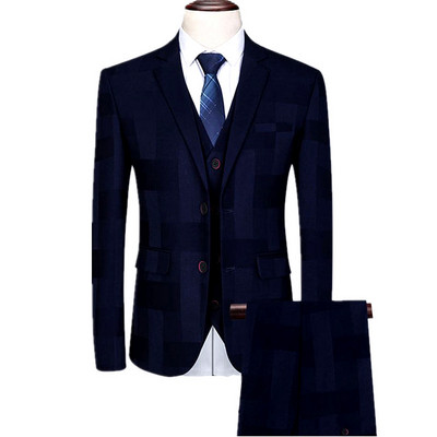 Fehér férfi csíkos 3 részes öltöny üzleti Terno Masculino kék fekete kabát és nadrág mellény nagy méretű jelmez Homme 6xl