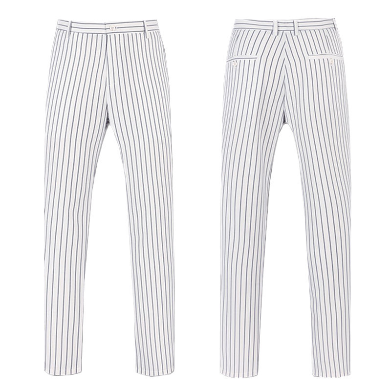 Costum bărbătesc alb cu dungi 3 piese Business Terno Masculino Albastru Negru Jachetă și pantaloni Vestă Plus Size Costum Homme 6xl