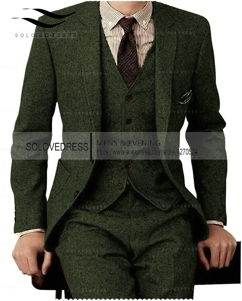 Costume maro pentru bărbați din tweed, 3 piese, set de costum formal de afaceri personalizat, blând-rochie de mireasă pentru bărbați, costume cu blazer (jachetă+pantaloni+vestă)