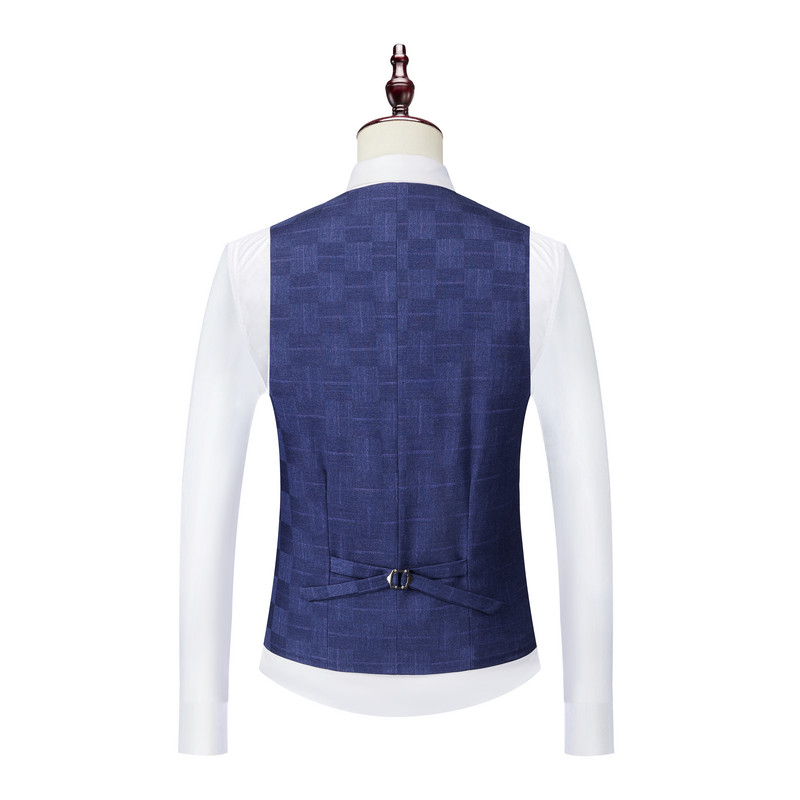 Ruuduline ülikond, meeste bleiservest püksid, äri Briti stiilis pulmakleit, bankett, kõrgekvaliteediline Slim Fit jope püksid, 3-osaline komplekt