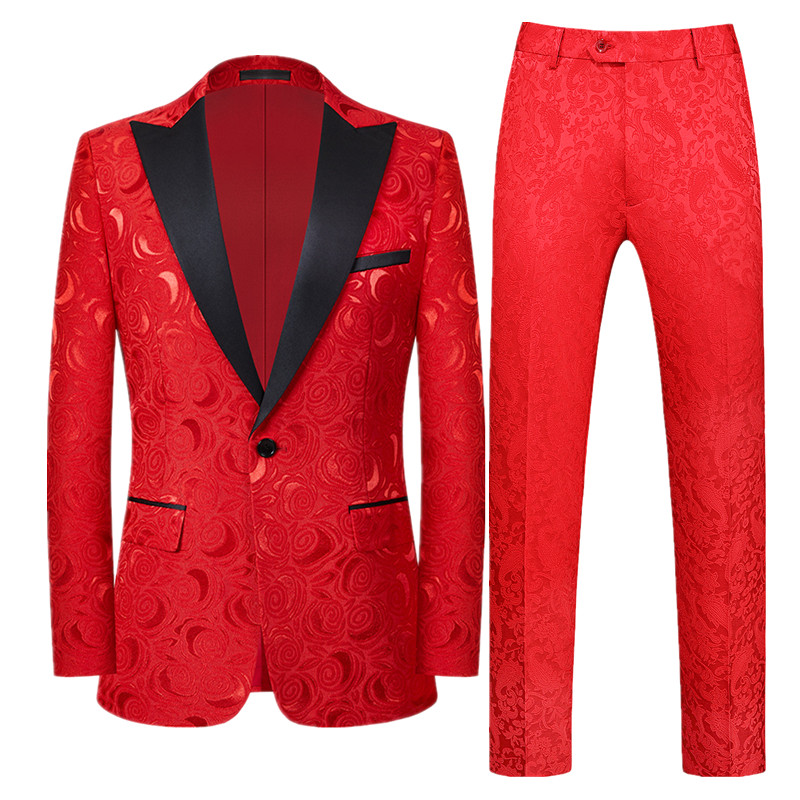 Toamnă, haină de înaltă calitate pentru bărbați, din două piese, cu pantaloni, stilați, slim, blazer, jachetă și pantaloni, alb, roșu, negru