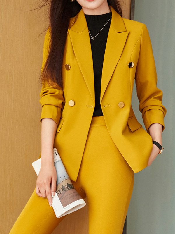 Costum de birou pentru femei de primăvară Moda coreeană Vintage Elegant Blazer Jachete Set 2 piese Femei Business îmbrăcăminte exterioară Pantaloni Nou