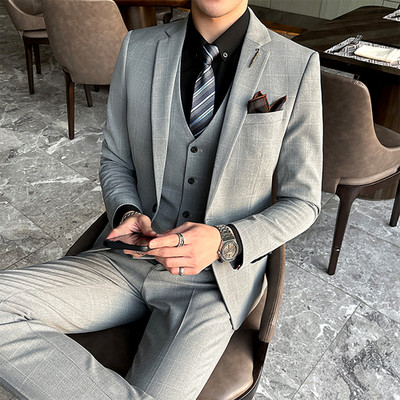 ( kabát + mellény + nadrág ) Boutique Fashion Férfi Kockás alkalmi üzleti öltöny Csúcs közösségi formális öltöny 3 db szett Vőlegény esküvői 5X