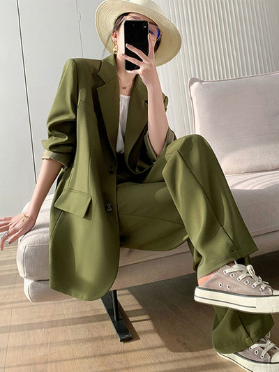 SHENGPAIAE női vintage bő öltöny High Street női nadrág blézer öltöny nadrág estélyi ruha 2023 tavaszi női szett 5W449