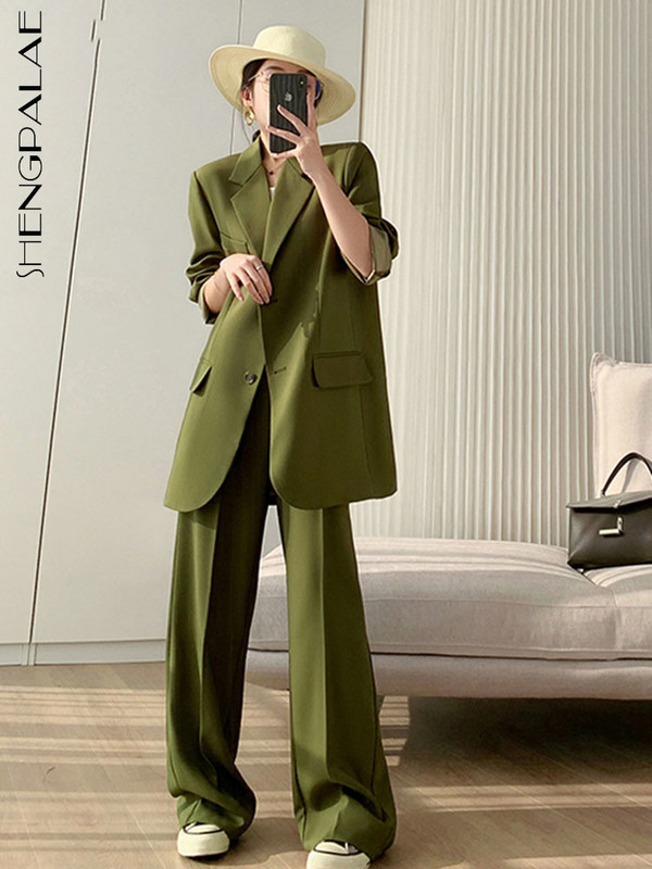 SHENGPAIAE pentru femei, costume largi de epocă, pentru dama, pantaloni, blazer, pantaloni, haine de seară, primăvară 2023, set pentru femei 5W449