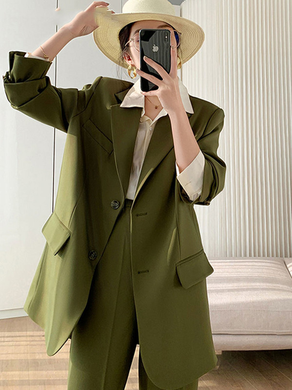 SHENGPAIAE pentru femei, costume largi de epocă, pentru dama, pantaloni, blazer, pantaloni, haine de seară, primăvară 2023, set pentru femei 5W449