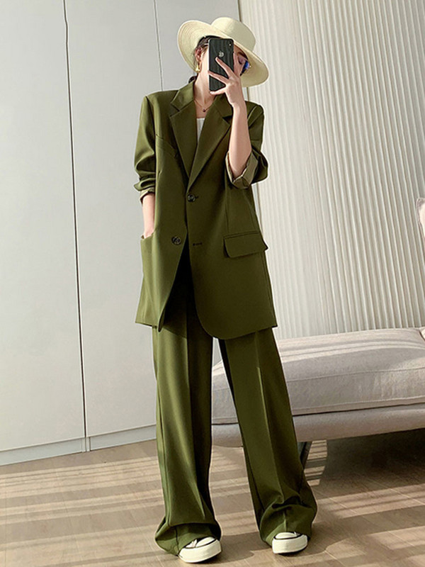 SHENGPAIAE pentru femei, costume largi de epocă, pentru dama, pantaloni, blazer, pantaloni, haine de seară, primăvară 2023, set pentru femei 5W449