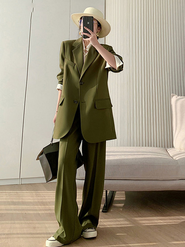 SHENGPAIAE pentru femei, costume largi de epocă, pentru dama, pantaloni, blazer, pantaloni, haine de seară, primăvară 2023, set pentru femei 5W449