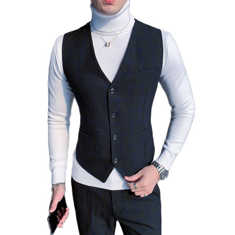 Costum gri pentru bărbați în carouri 3 piese Business Casual Terno Masculino Fashion Slim Costum Homme Roșu Negru S-5XL