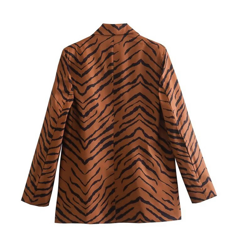 PB&ZA Costume de damă Blazer Îmbrăcăminte elegantă Jachete casual Blazere drepte cu imprimeu leopard și pantaloni evazați Seturi vintage pentru femei