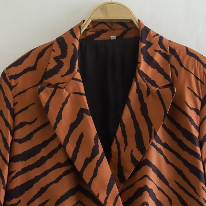 PB&ZA Costume de damă Blazer Îmbrăcăminte elegantă Jachete casual Blazere drepte cu imprimeu leopard și pantaloni evazați Seturi vintage pentru femei