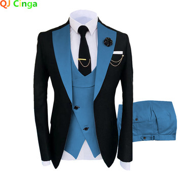 Нов костюм Homme Popular Clothing Луксозен парти сценичен мъжки костюм Groomsmen Regular Fit Tuxedo 3 Peice Set Jacket+Pants+Jest 5xl