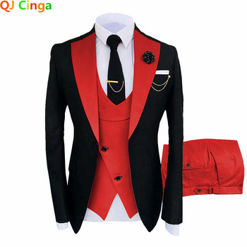 Нов костюм Homme Popular Clothing Луксозен парти сценичен мъжки костюм Groomsmen Regular Fit Tuxedo 3 Peice Set Jacket+Pants+Jest 5xl