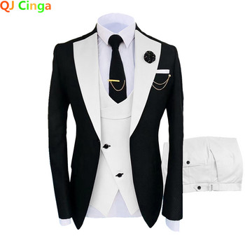 Нов костюм Homme Popular Clothing Луксозен парти сценичен мъжки костюм Groomsmen Regular Fit Tuxedo 3 Peice Set Jacket+Pants+Jest 5xl