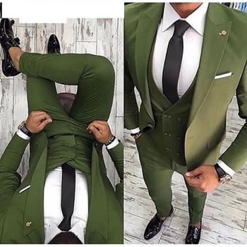 Ανδρικό κοστούμι Prom Tuxedo Slim Fit 3 τεμάχια Νυφικό γαμπρού για άνδρες Custom Blazer Terno Masuclino 3 τεμαχίων (τζάκετ+γιλέκο+παντελόνι)