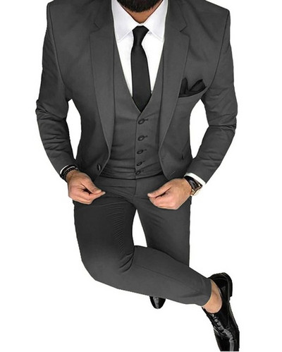 Vyriškas kostiumas Prom Tuxedo Slim Fit 3 dalių jaunikio vestuvinis kostiumas vyrams, pagal užsakymą pagamintas švarkas Terno Masuclino 3 dalys (striukė + liemenė + kelnės)