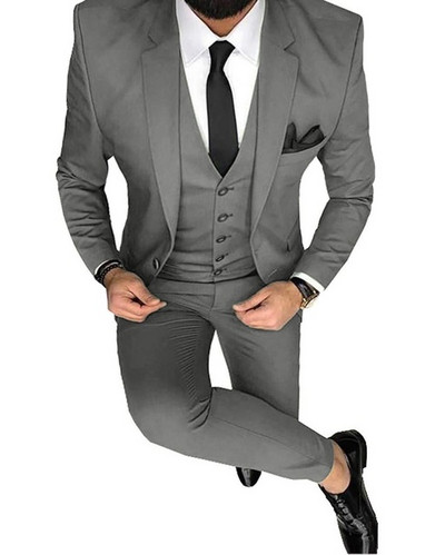 Vyriškas kostiumas Prom Tuxedo Slim Fit 3 dalių jaunikio vestuvinis kostiumas vyrams, pagal užsakymą pagamintas švarkas Terno Masuclino 3 dalys (striukė + liemenė + kelnės)
