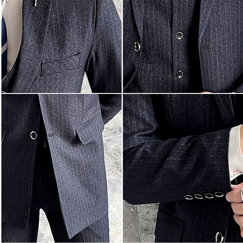 QJ CINGA függőleges csíkos férfi háromrészes öltöny üzleti irodai ruha hosszú kabát és nadrág mellény Divatos Terno Masculino 5xl