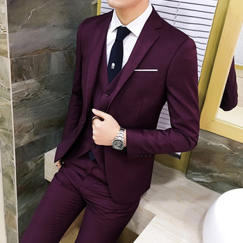 (10 χρώματα) σακάκι + παντελόνι + γιλέκο / κοστούμι ανδρικό επαγγελματικό επαγγελματικό εργαλείο 3 σετ, κοστούμια φιλοξενίας νυφικού γαμπρού