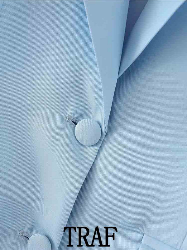 TRAF 2023 női 2 részes készletek, divatos, egyenes, egysoros blézerkabát kabát felsők + magas derekú hosszú nadrág, kausális őszi szett