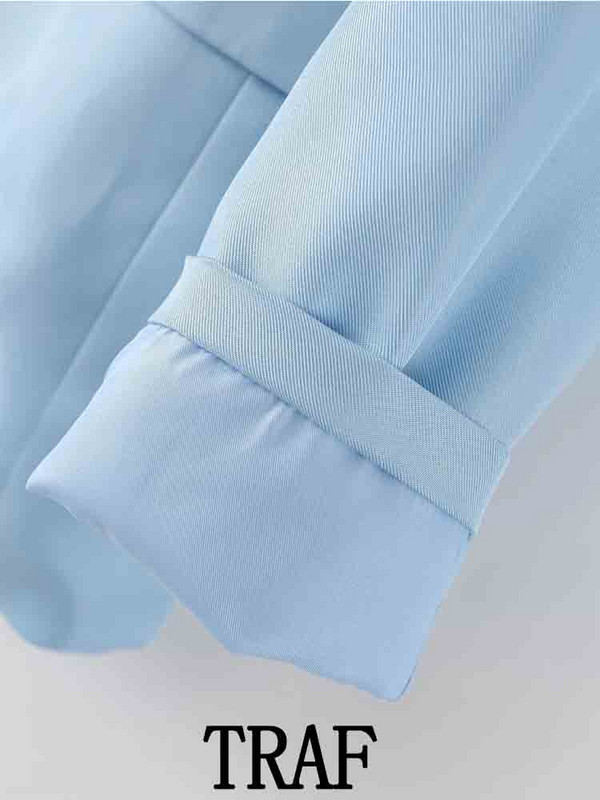 TRAF 2023 női 2 részes készletek, divatos, egyenes, egysoros blézerkabát kabát felsők + magas derekú hosszú nadrág, kausális őszi szett