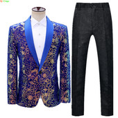 Férfi színpadi báli öltönyök arany ezüst kockás flitteres kabát nadrágok férfi táncfesztivál karácsonyi halloween parti jelmez Homme M-2XL 3XL