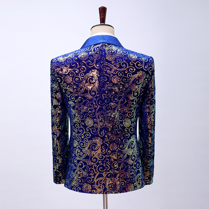 Férfi színpadi báli öltönyök arany ezüst kockás flitteres kabát nadrágok férfi táncfesztivál karácsonyi halloween parti jelmez Homme M-2XL 3XL