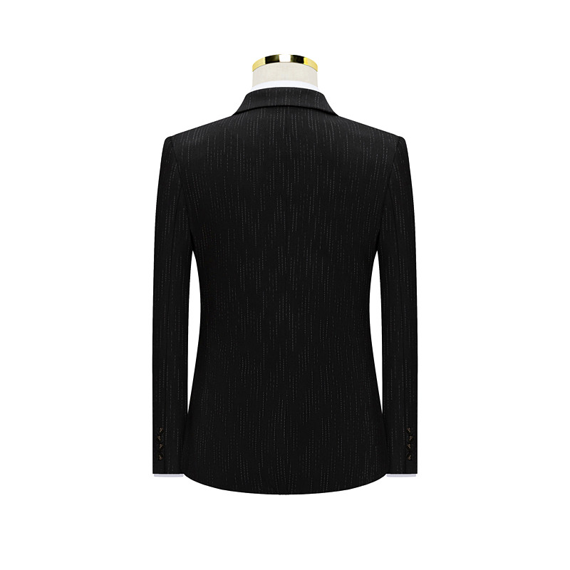 Fekete csíkos üzleti öltöny három részes férfi egysoros ruhakabát nadrág mellény Stílusos karcsú férfi Terno S-4XL