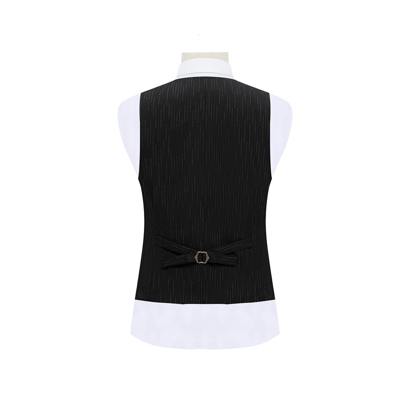 Fekete csíkos üzleti öltöny három részes férfi egysoros ruhakabát nadrág mellény Stílusos karcsú férfi Terno S-4XL