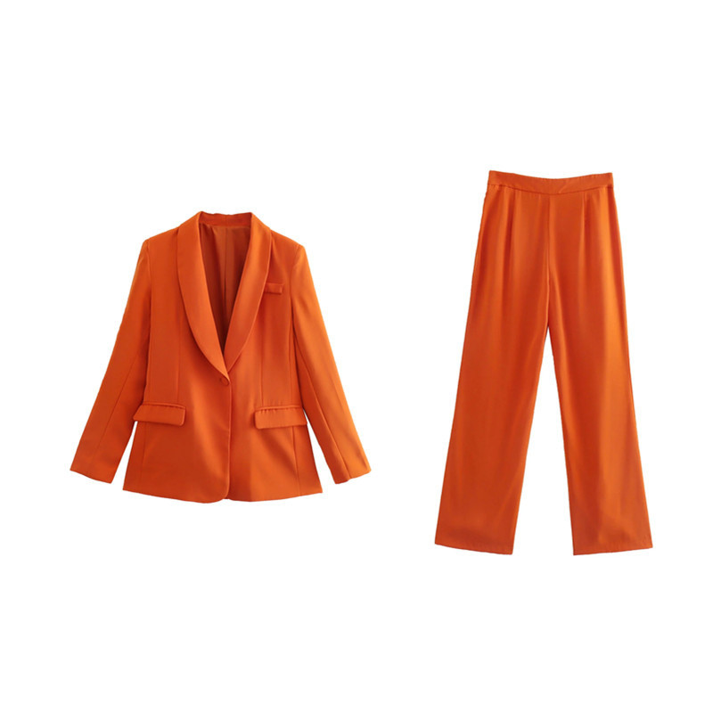 Női Elegáns Basic Solid Blézer öltönyök 2022 tavaszi Elegáns női, magas derekú, egyenes nadrágkosztüm, Női puha, hozzáillő szettek