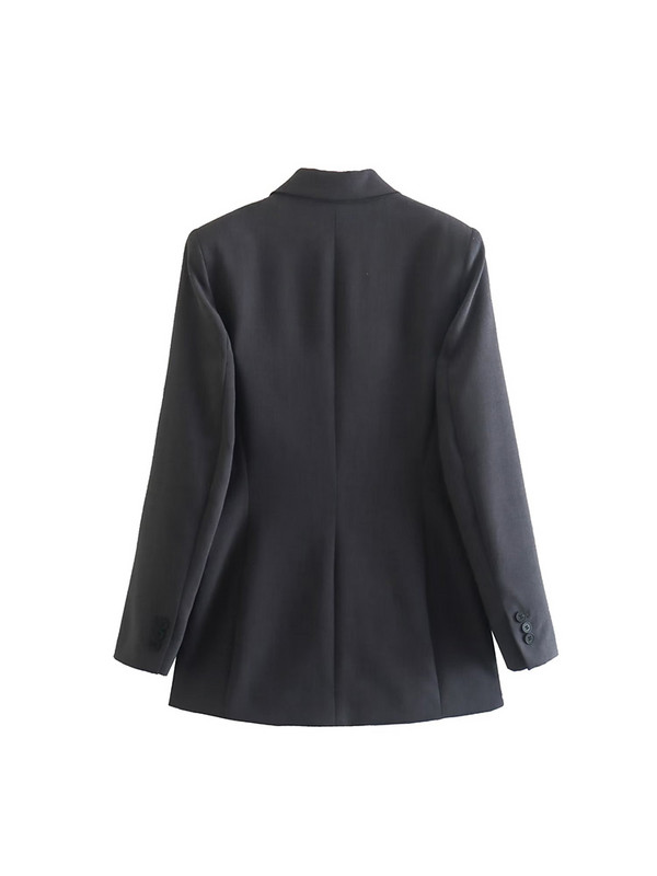 TRAF 2022-es tél, női duplasoros szürke blézer, hosszú ujjú, vékony irodai női öltöny dzseki, női, kiváló minőségű felsők CD8769