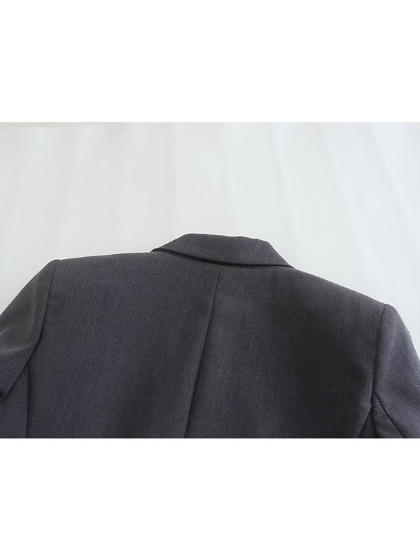 TRAF 2022-es tél, női duplasoros szürke blézer, hosszú ujjú, vékony irodai női öltöny dzseki, női, kiváló minőségű felsők CD8769