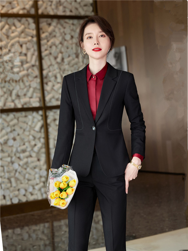 Munkanadrágok OL 2 részes szett nőknek Üzleti interjú Egyenruha karcsú blézer és ceruzanadrág Irodai női öltöny női ruhák