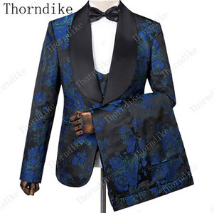 Thorndike sötétkék jacquard kiváló minőségű, tökéletes öltöny, új dizájn esküvői öltönyök 2021 olasz design egyedi férfi öltöny blézer