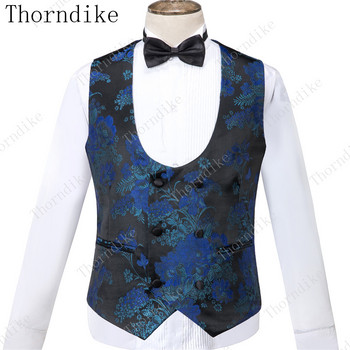 Thorndike Navy Blue Jacquard Висококачествен перфектен костюм Нов дизайн Сватбени костюми 2021 Италиански дизайн Изработен по поръчка мъжки костюм Блейзър