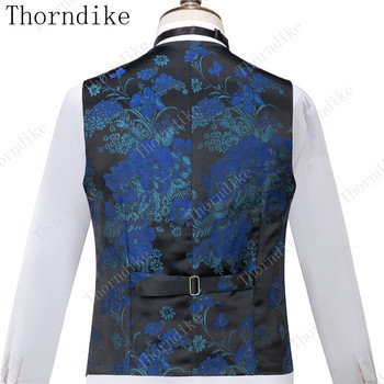 Thorndike Navy Blue Jacquard Висококачествен перфектен костюм Нов дизайн Сватбени костюми 2021 Италиански дизайн Изработен по поръчка мъжки костюм Блейзър