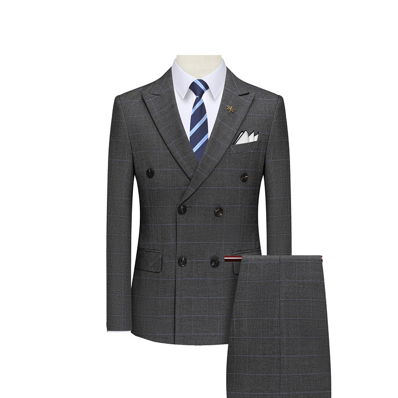 Costum formal business negru 3 piese bărbați în dungi verticală dublu piept bărbați rochie slim fit haină cu pantaloni vestă albastru Terno 4xl