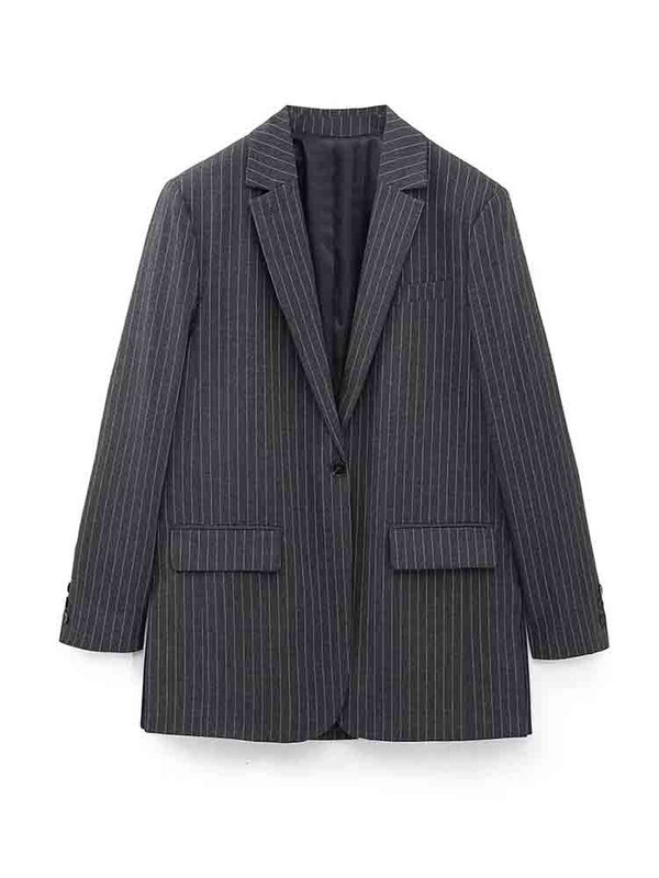 KLKXMYT TRAF női blézer szett női 2 részes öltöny 2023 új divat csíkos irodai blézer nadrág kétrészes szettek női ruhák