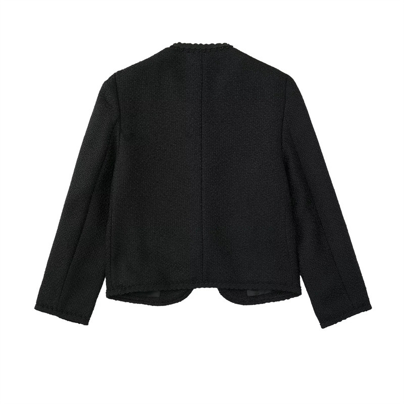 Costum cu jachetă din tweed negru ocazional pentru femei, toamnă 2022, seturi asortate pentru femei High Street, set de fuste cu talie înaltă la modă