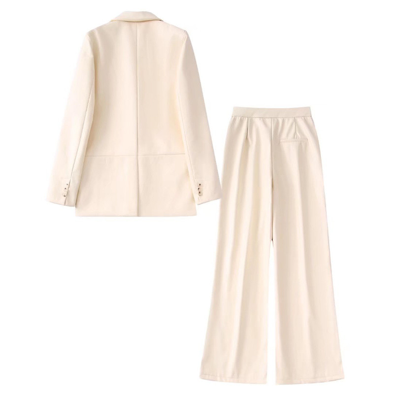 Női alkalmi bézs, egyenes bőr blézer öltöny, 2022 tavaszi divat, női tömör, alap blézer szett, női, elegáns hozzáillő szett